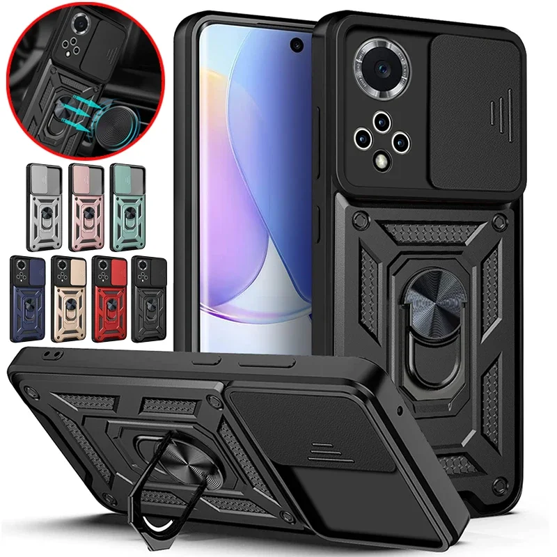 For Huawei Nova 9 Case Shockproof Armor Slide Camera Protect Cases For Huawei Nova9 Nova 9 SE Magnetic Holder Ring Back Cover