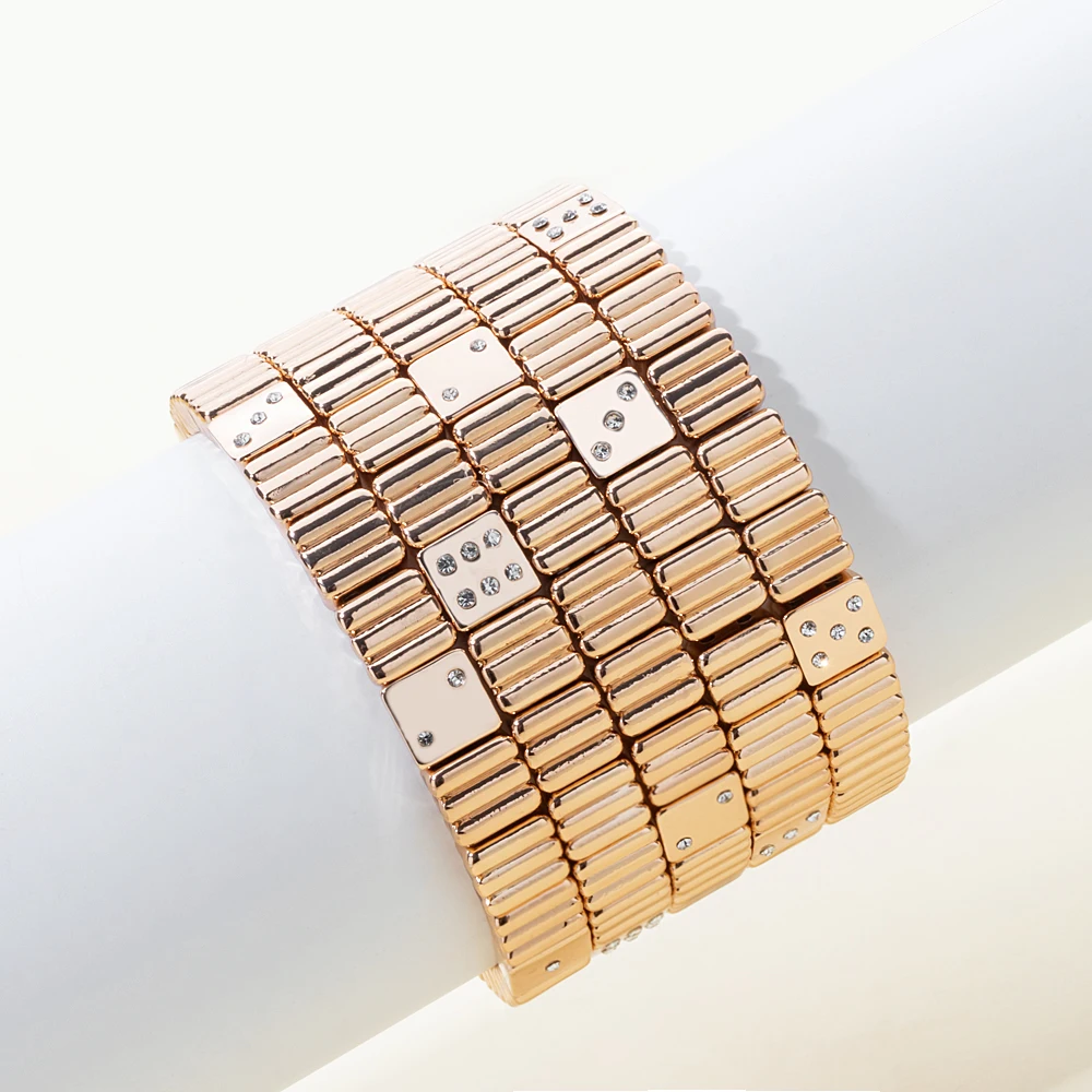 2023 New Design 8x8mm Beaded Gold Color Braceletys For Women Boho Handmade Stripe Beads Hand Accessory