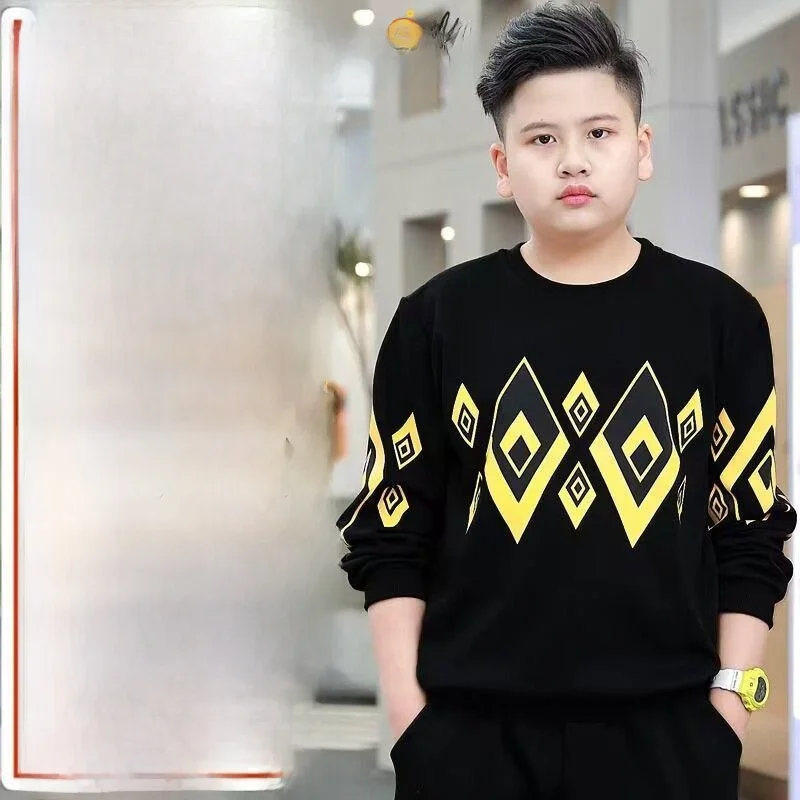 

Spring Autumn Boy's Hoodie plus Size Long Sve Loose Sli Kids Clothing Cloudy Days Brand Straight Leg Fit Logo Design