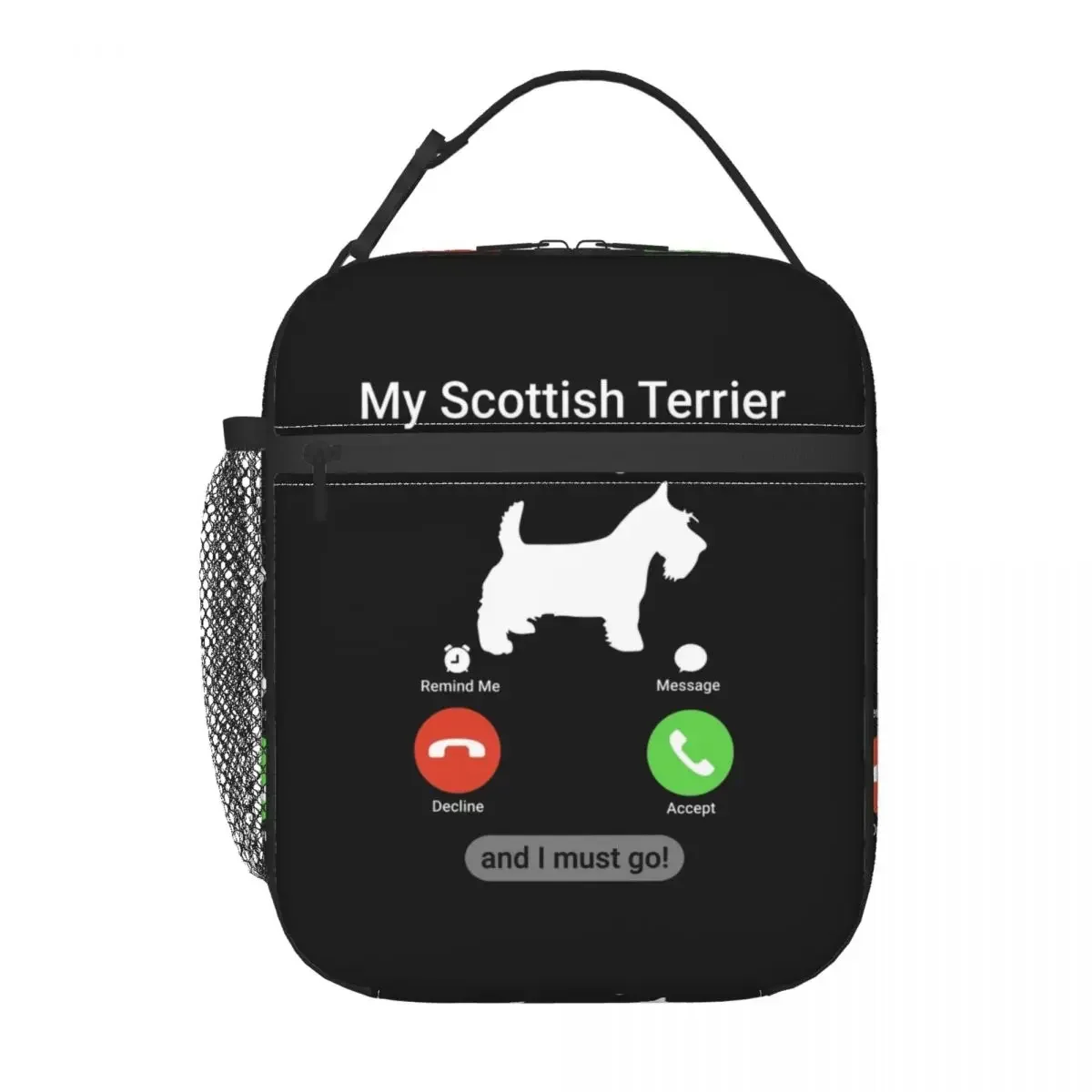 My Scottish Terrier Is Calling Insulated Lunch Bags for Women Scottie Dog Resuable Thermal Cooler Bento Box Fit Office School