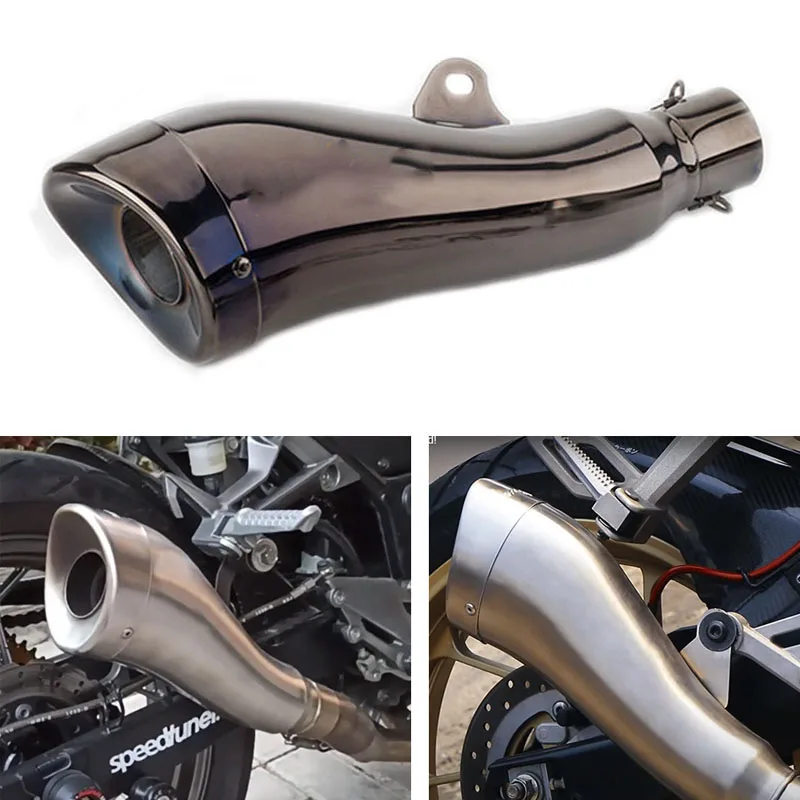 

Universal 51mm Inlet Motorcycle Exhaust Muffler Stainless Steel Pipe For Honda Yamaha Kawasaki R1 R3 R6 CBR300 500