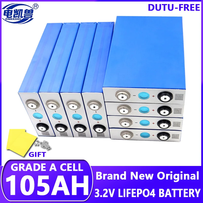 

3.2V 105Ah LiFePO4 Battery Rechargeable Cell 304Ah 280Ah 200Ah Grade A For DIY 12V 24V 48V Battery Pack free shipping and NO Tax