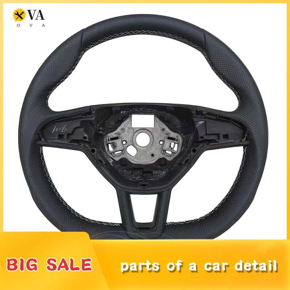 Multi functional semi perforated flat bottomed sports steering wheel, suitable for SKODA Superb 2019-2023