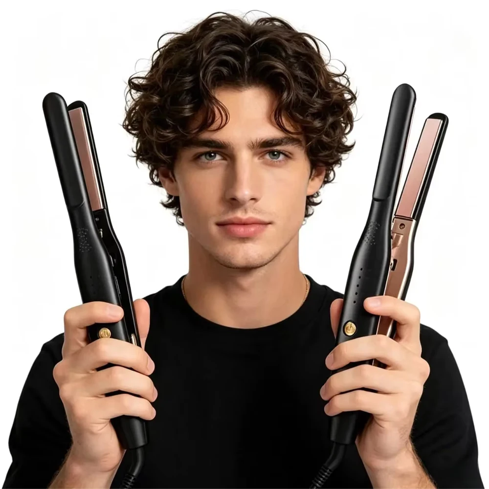 

Mini Narrow Plate Hair Straightener Adjustable Temp Ceramic Flat Iron Portable Slim Styling Tool for Short Hair Men Women Travel