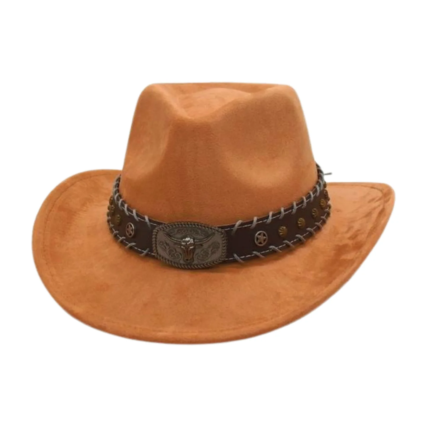 Retro Suede Feel Cowboy Hat with Adjustable Strap - Unisex Western Fedora ?GAMBLER STYLE? This 100x Dark Brown Beaver felt is one  main image 3
