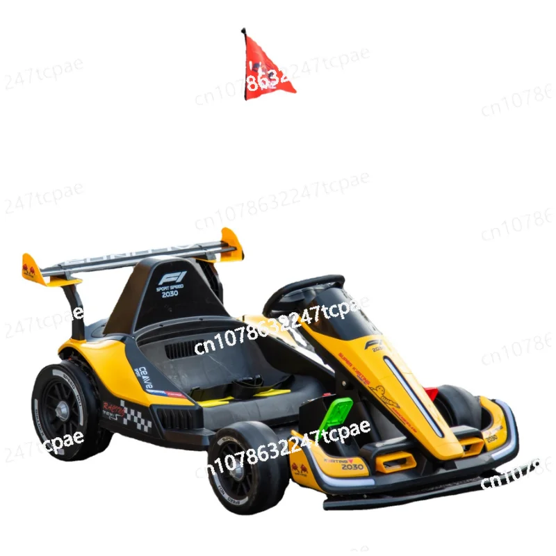 New kart children\'s electric car four-wheel drift car remote control men, women and children charging toy car can seat people