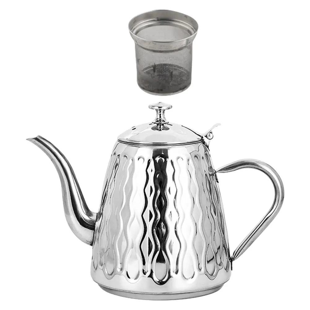 

Stainless Steel Thickened Tea Pot with Filter Strainer Metal Teapot for Home Office Restaurant Tea Kettle