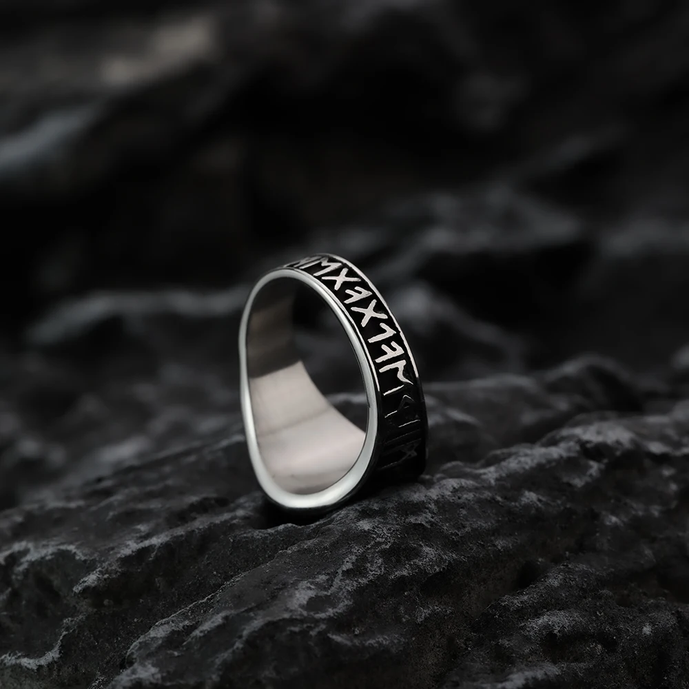 European and American style Nordic mythology Viking snowflake rune retro men's ring personalized stainless steel jewelry