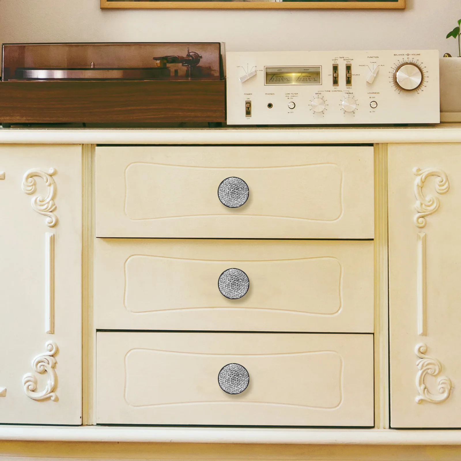 

4Pcs Rhinestone Crystal Mushroom Knobs Aluminum Alloy Durable Cabinet Drawer Pull Handles Furniture Door Cupboard Handles