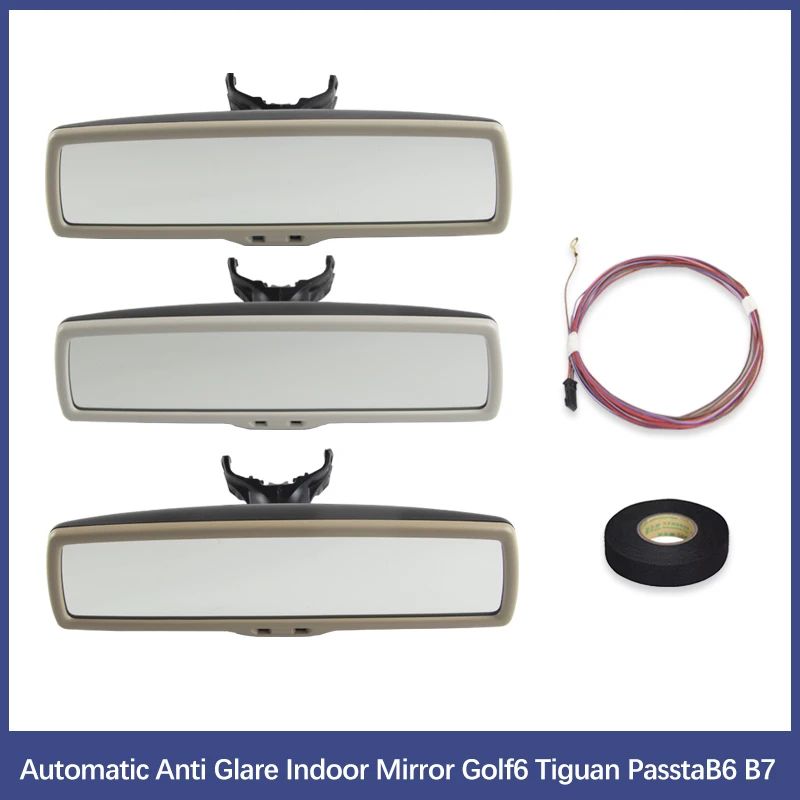 

Anti-Glare Dimming Rear View Mirror For vw Golf6 MK6 PasstaB6 B7 Tiguan Interior Rearview Mirror with cable Wireing Gray Beige