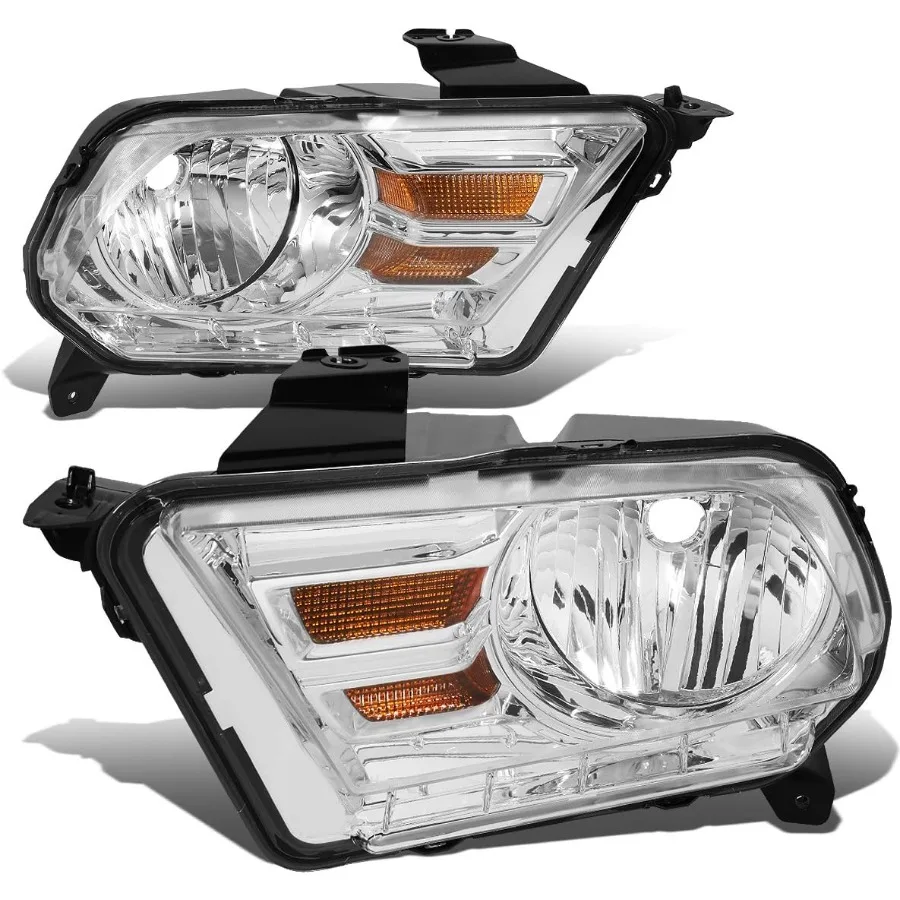 

Headlights Assembly Compatible with 2010-2014 Mustang 5th Gen Driver and Passenger Side Halogen Headlamps Replacement Chrome Ho