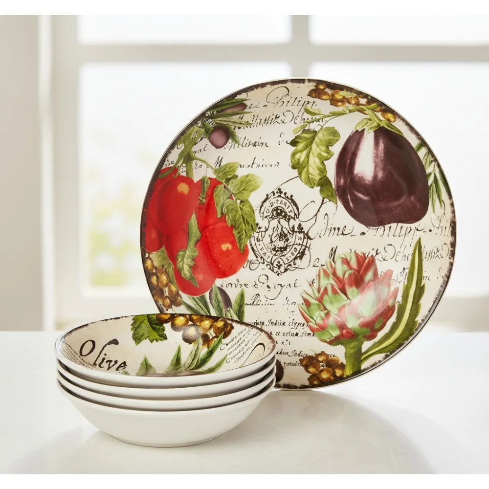 

Набор мисок для овощных макарон, разноцветная керамическая посуда из 5 предметов, можно мыть в посудомоечной машине и микроволновой печи для семейной столовой