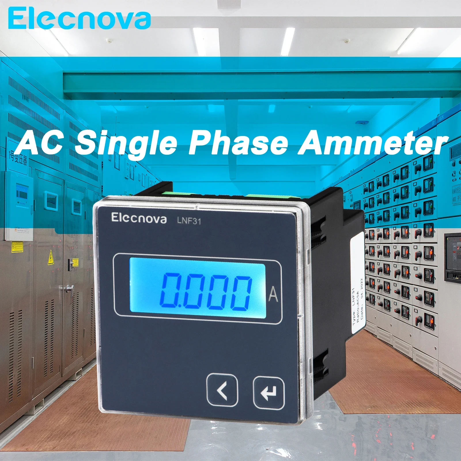 Single Phase LCD AC Ammeter RS485 Modbus 72mm Panel Mounted Galvanometer AM Ampere Meter Current Frequency-Support CT LNF31