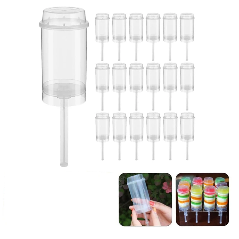 

40Pcs Food Pusher Round Shaped Push-Pops Cake Cup With Lid Cake Push Pops Containers Cakepop Round Plastic Container