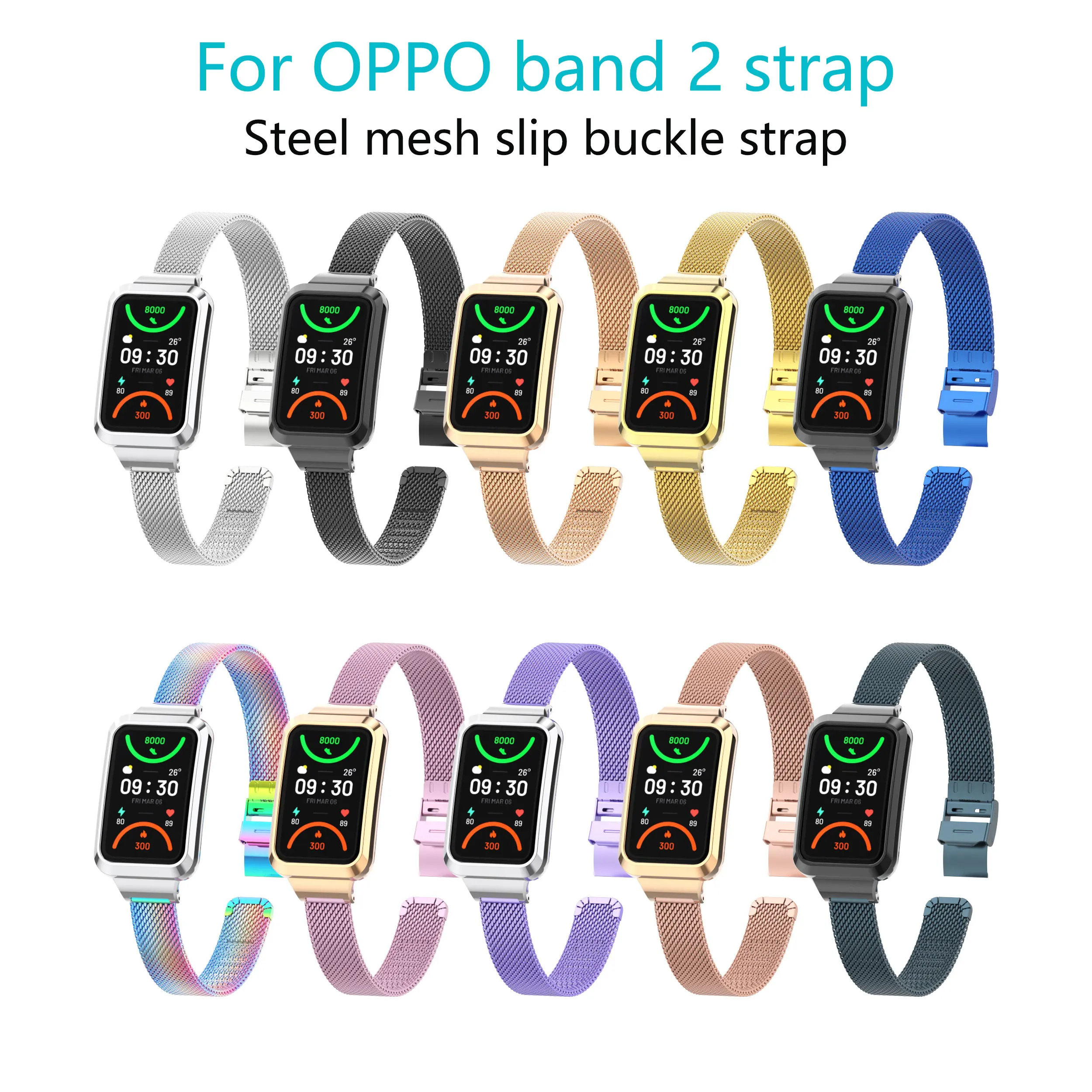 Metal Watch Strap For OPPO Band 2 Stainless Steel Mesh Bracelet Smart Watch Band For OPPO Smart Band2 Accessories Wristband