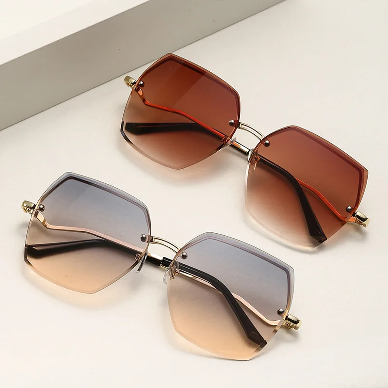 

Retro Sunglasses Women Brand Designer Rimless Gradient Sun Glasses Fashion Shades Outdoor Sports Frameless Eyeglasses