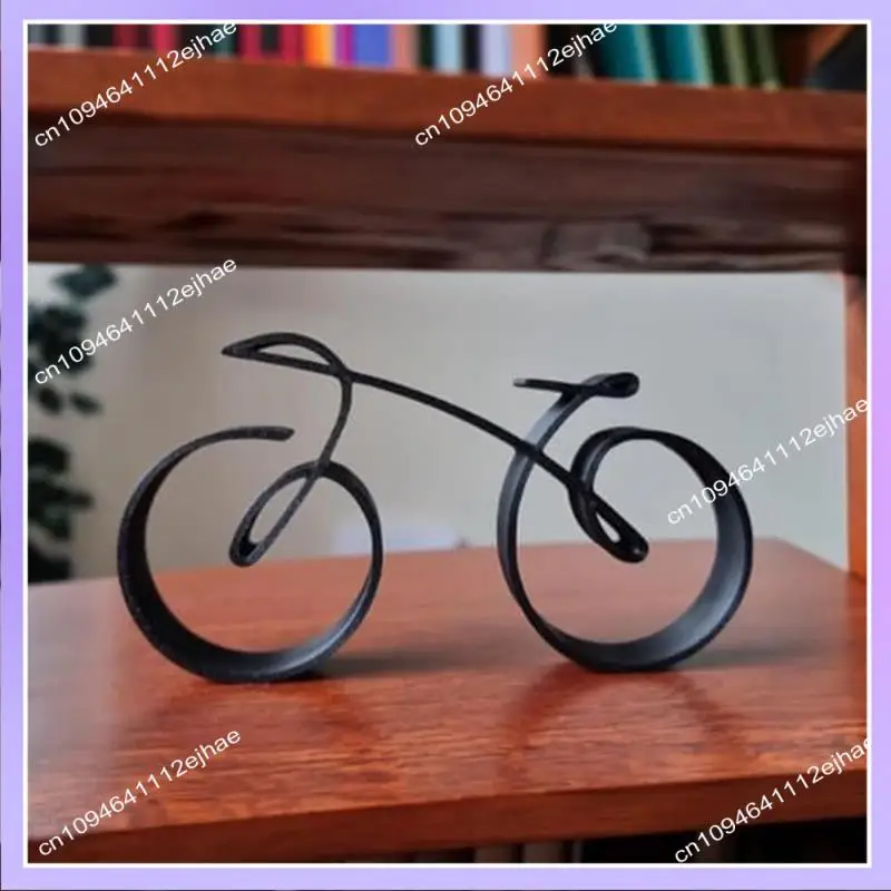 Escultura de bicicleta N83R estilo enmarcado de alambre, escultura artística de línea de bicicleta negra, decoración artística de bicicleta, para amantes de la bicicleta para mujeres duraderas