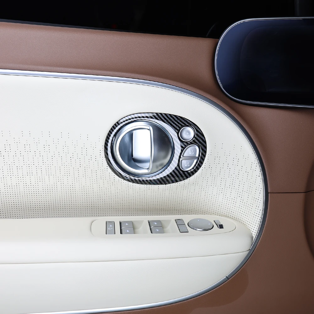 لشركة هيونداي أيونيك 9 ألياف الكربون الباب الداخلي السلطانية مقبض غطاء إطاري LHD الملحقات الداخلية #2