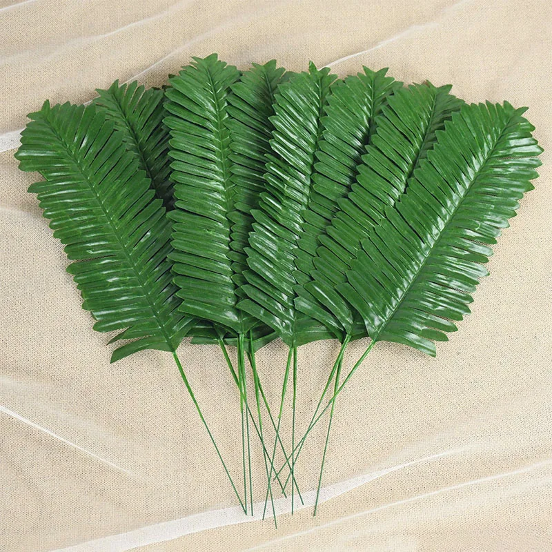 10/20pcs Artificial Green Palm Leaves Tropical Monstera Silk Turtle Leaves for Hawaiian Luau Beach Wedding Party Home Decoration