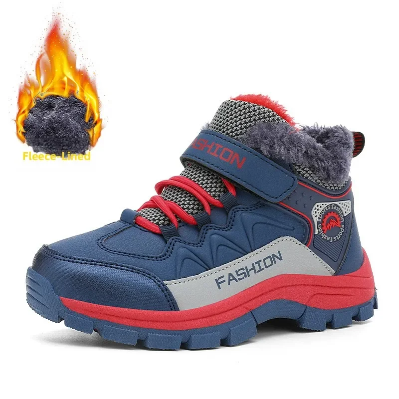 Thickened Winter Snow Boots for Children Outdoor Warm Anti-Cold Fleece Lined Cotton Shoes Boys Girls Kids Booties Winter Wear