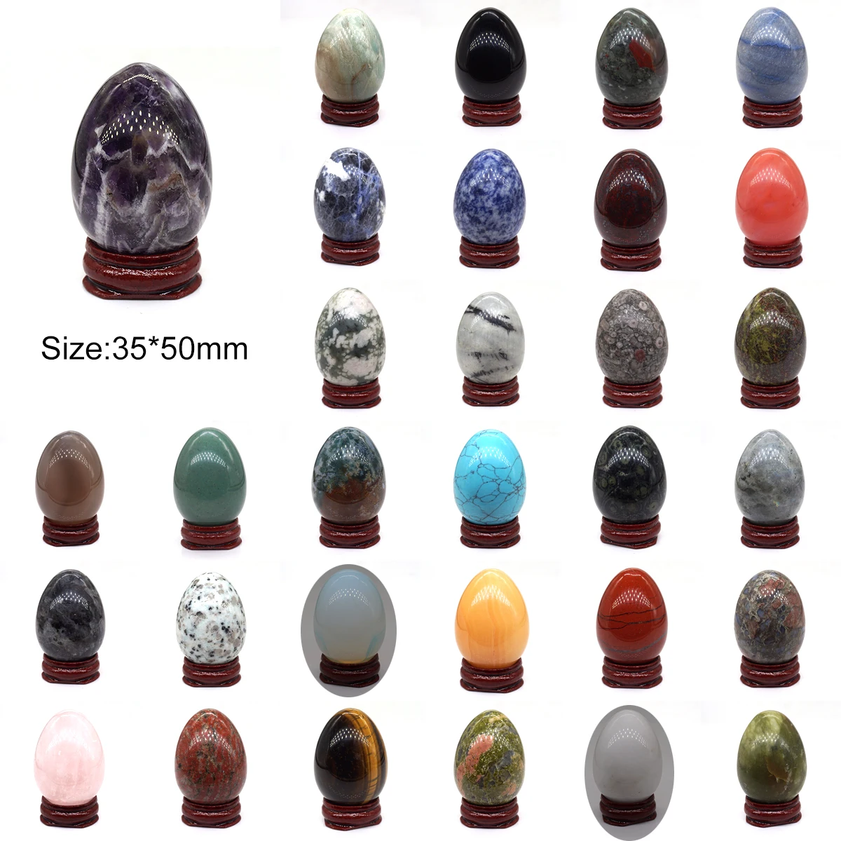 

35x50mm Stone Egg Healing Crystal Yoni Egg Gems Ball Home Decor Chakra Reiki Energy Quartz Mineral Easter Gifts Lots Wholesale