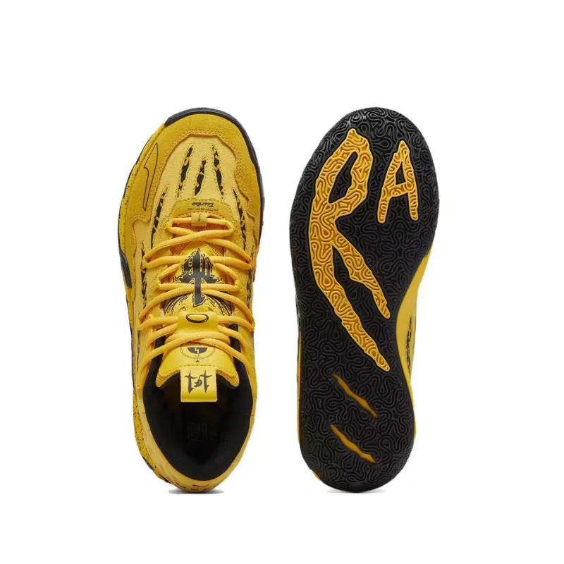 Puma MB.03 Men's Fashionable,High-Performance,Lightweight,Non-Slip,Durable Low-Top Basketball Shoes - Yellow and Black 309847-01