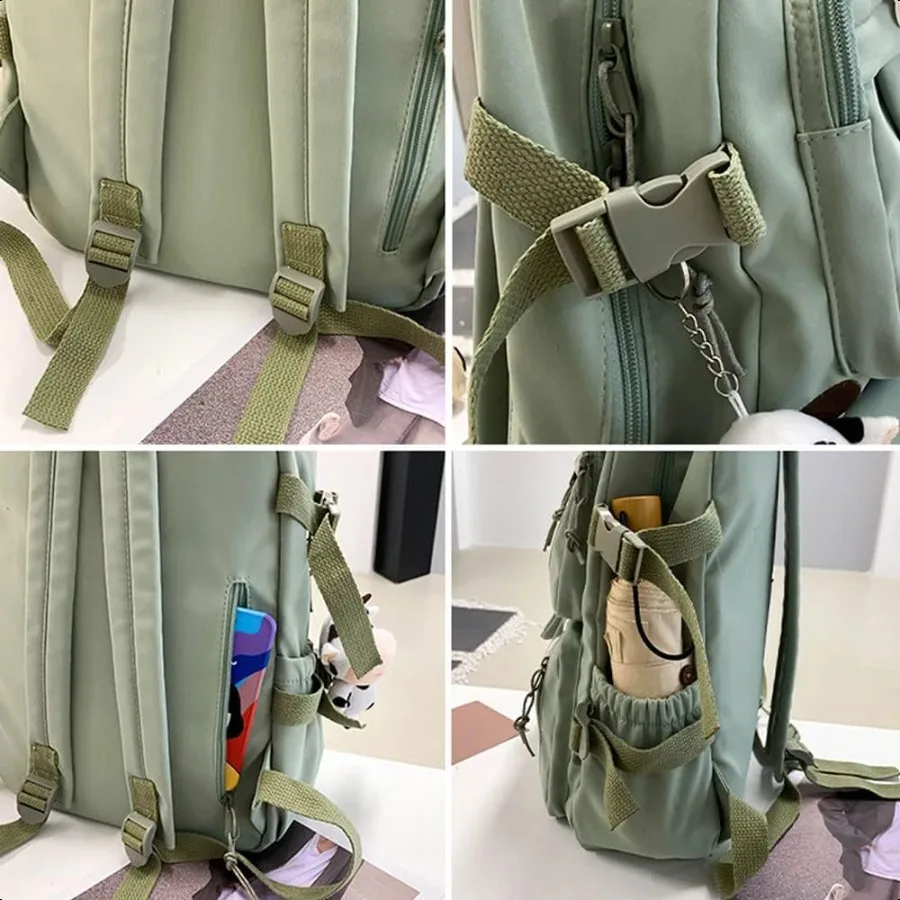 Mochila fofa com acessórios de pino, pingente de pelúcia para bolsa escolar, mochila de estudante, mochila de viagem à prova d'água g