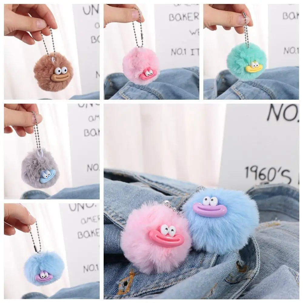 Cute Cartoon Funny Clown Keychain Mini Plushies Sausage Mouth Keyring Fluffy Plush Stuffed Big Mouth Plush Pendant Bag Hanging