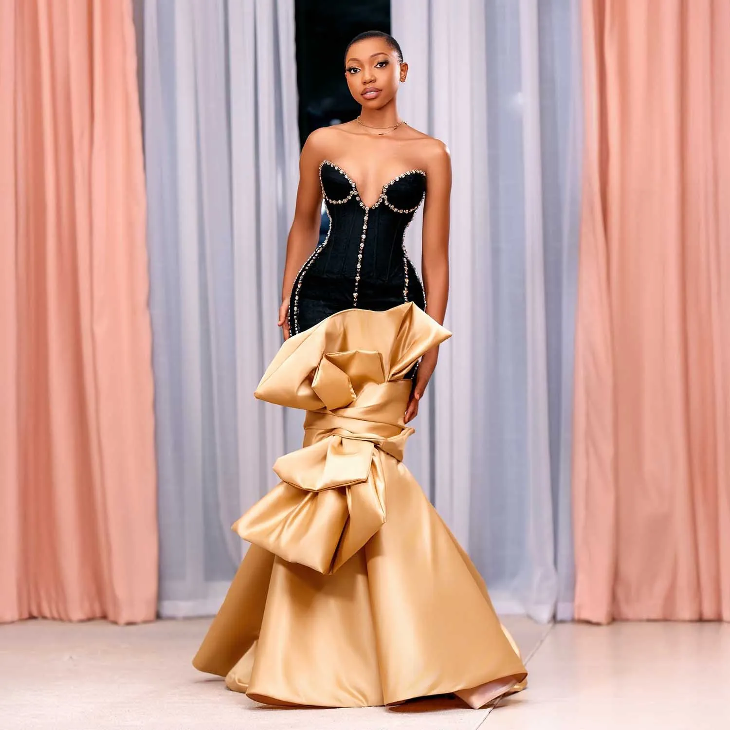 2025 Aso Ebi Style Black Gold Birthday Dress with Crystals African Wedding Guest Gown Formal Party Dresses for Women 2 Colors