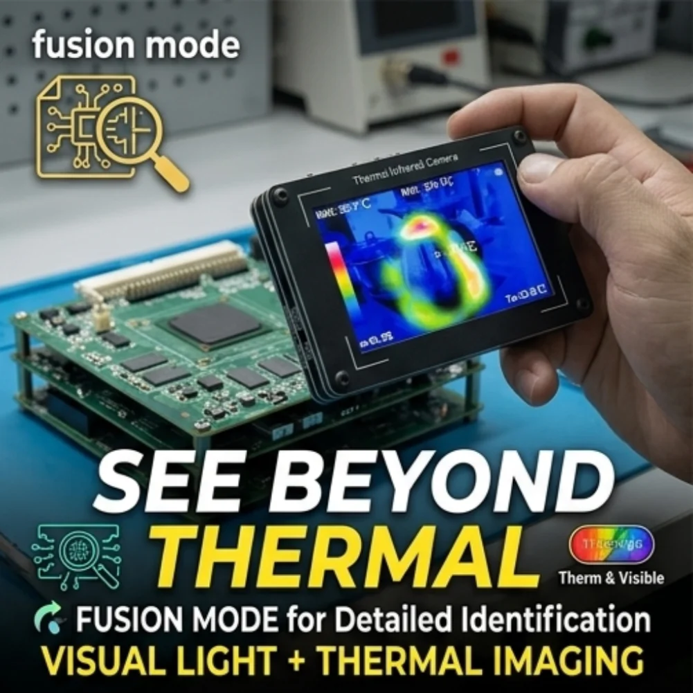 

MLX90640 Infrared Thermal Imaging Camera 3.5 Inch LCD OV2640 Visible Light Dual Light Fusion Mode For Floor Heating Repair