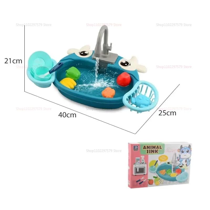Maison de jeu pour enfants, ensemble de cuisine, simulation de lave-vaisselle, évier, bassin à main, jouets pour enfants, ensemble de jeu électrique à circulation d'eau pour garçons et filles, nouvelle collection