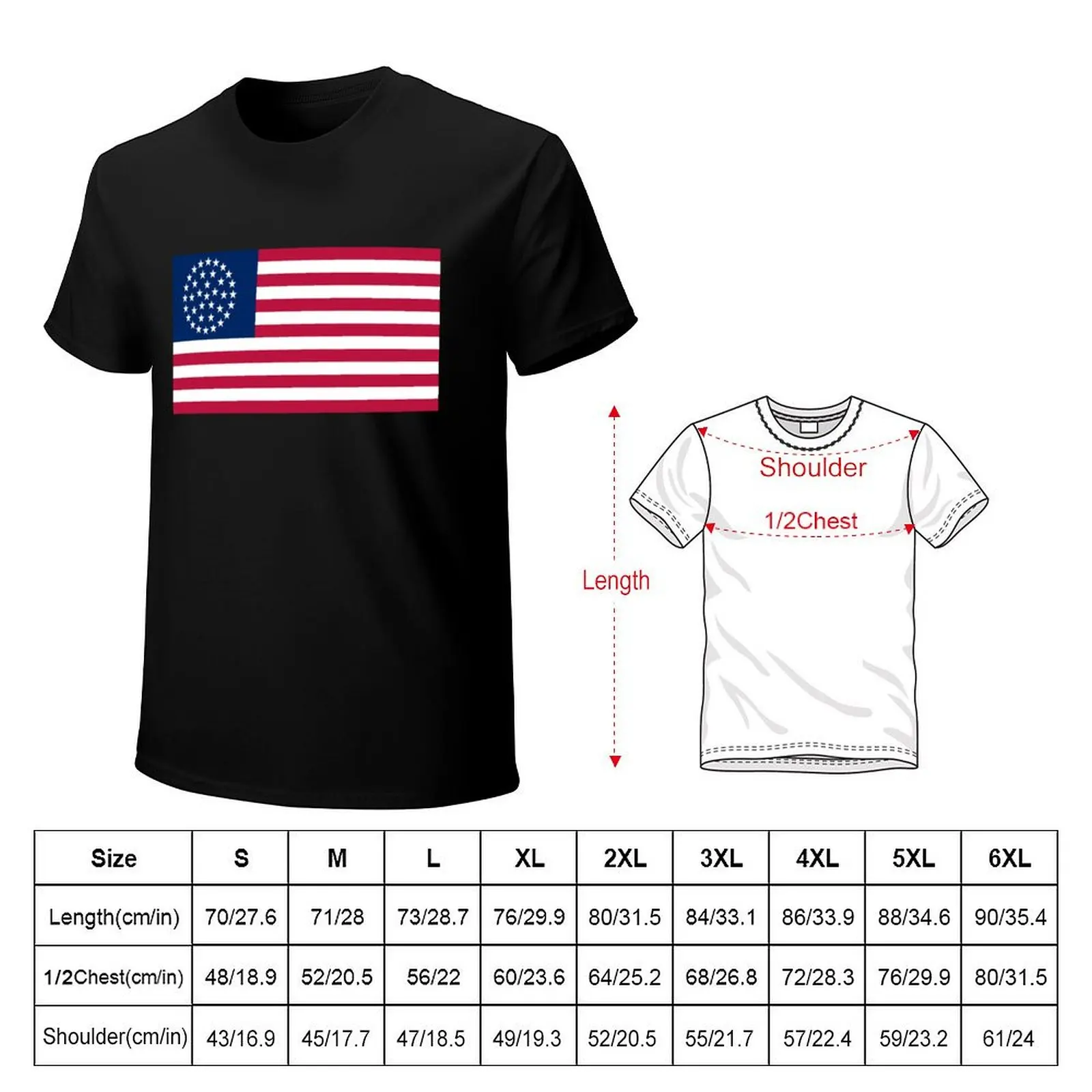 36 Star Wagon Wheel American Flag (Nevada Addition 1865-1867) T-Shirt Street Art Print Tee Shirt