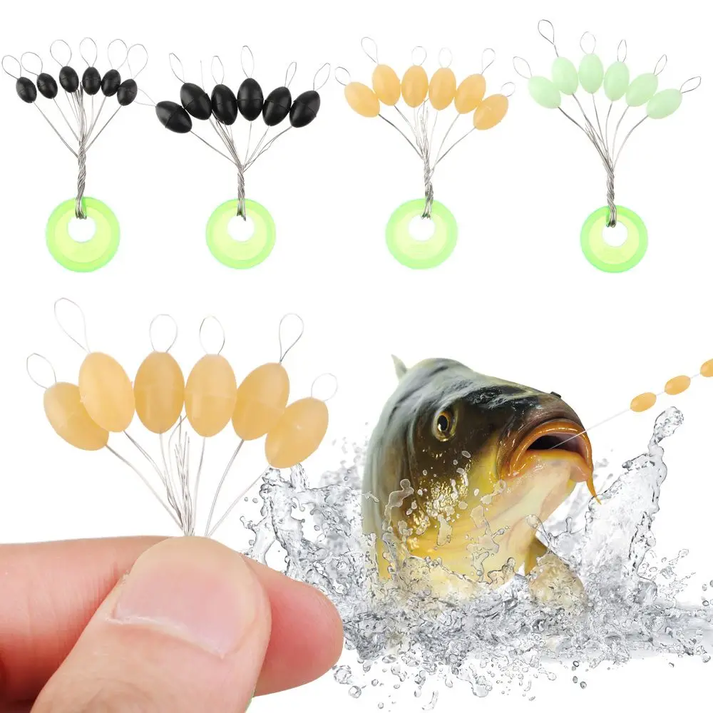 60pcs(10 Groups) Vislijn 6-20# Carp Line Stopper Luminous Space Beans Fishing Accessories Rubber Float