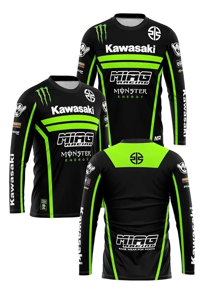 

Мужской гоночный мотоцикл Kawasaki Ninja с длинным рукавом, быстросохнущий, дышащий, горный спорт, внедорожный мотоцикл, езда