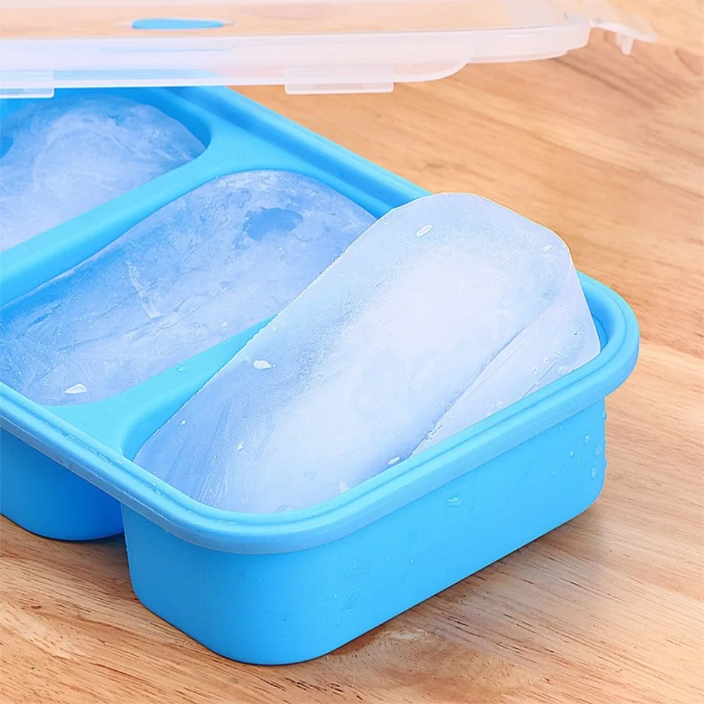 Multipurpose 750ml Freezer Soup Tray Silicone 3-Grid Soup Ice Cube Molds with Lid Easy Release Food Meal Molds Food Preparation