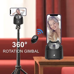 AI Tracking Gimbal Stabilizer for Smartphone Tablet PC iPad Desktop Cellphone Holder, 360°Rotation Selfie Stick Tripod for Video