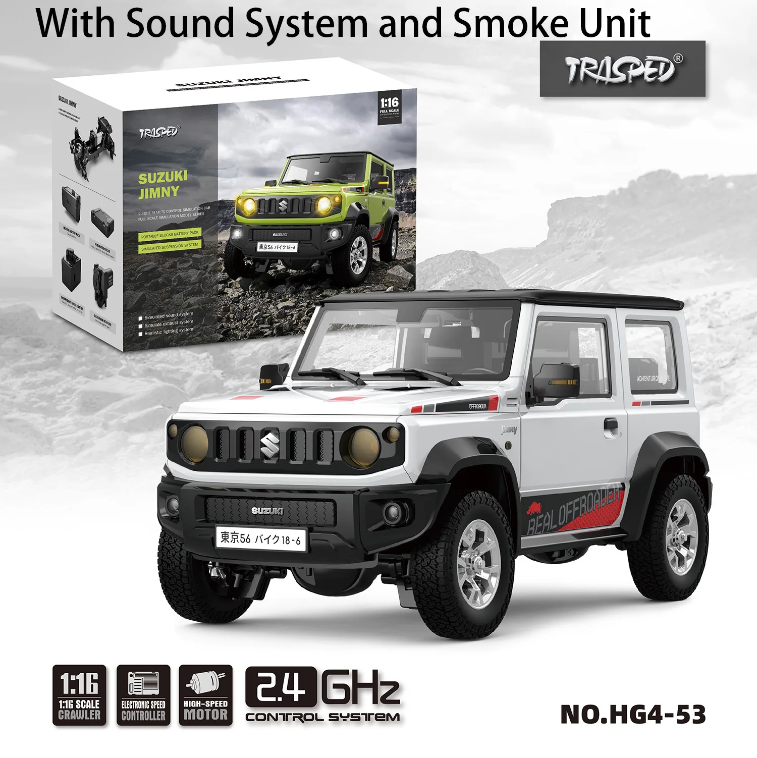 

US Stock Upgraded 4x3 HG 1/16 RC Crawler Car Remote Control Model RTR Off-road Vehicle Lights Sounds Smoking Gift Toy TH23067