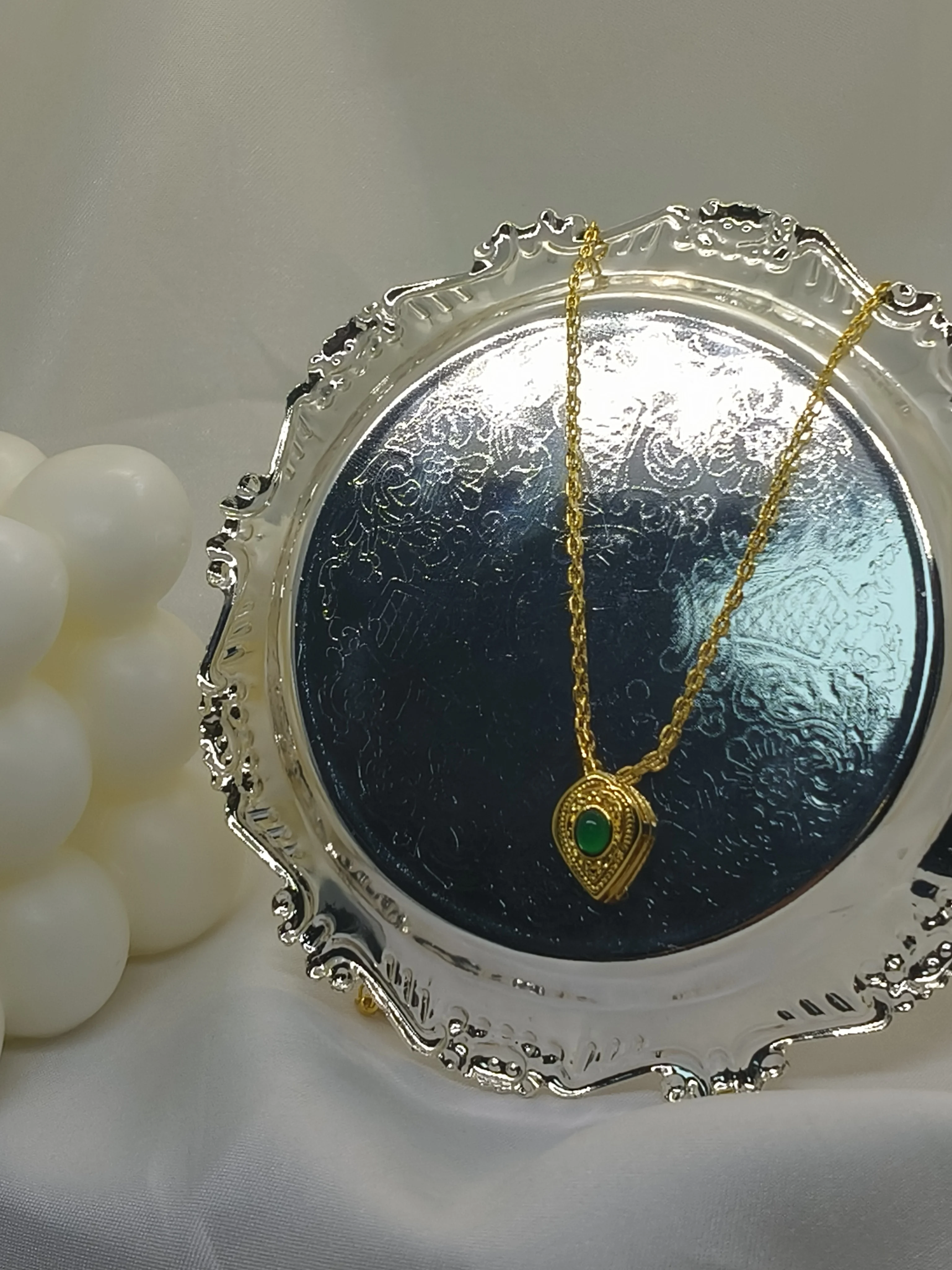 الرجعية الفولاذ المقاوم للصدأ الياقوت الطبيعي/الزمرد قلادة الأحجار الكريمة سلسلة قلادة للنساء غير يتلاشى خمر مجوهرات اكسسوارات #2