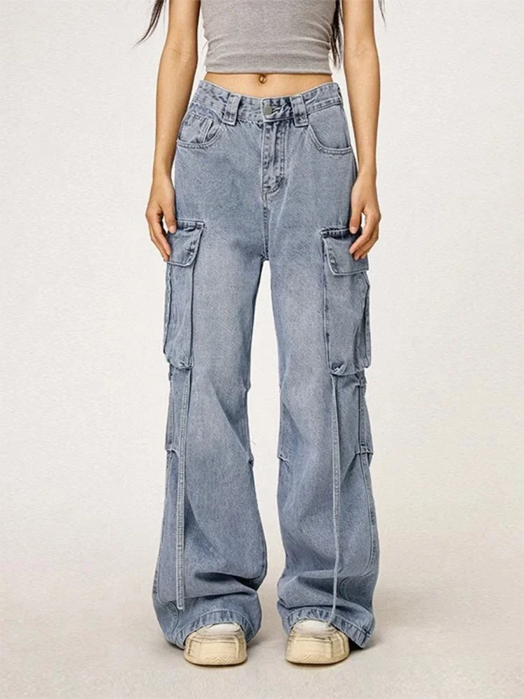 

Oversize Blue Y2k Cargo Jeans Women Harajuku 2000s 90s Aesthetic Denim Trousers Baggy Jean Pants Streetwear Vintage Pantalon