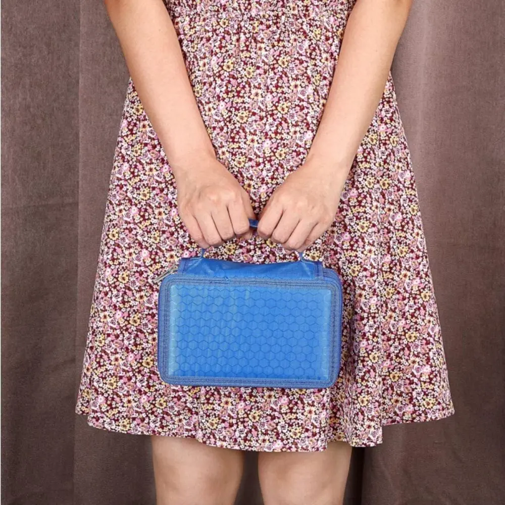 Multifunction 4 Layers Colored Pencil Bag 72 Holes Square Pencils Case Solid Color Smooth Zipper School Stationery Bag Drawing