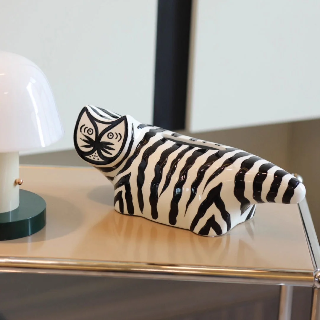 Long-tailed cat Striped Tissue Box High-end Feel Housewarming New Home Ins-style Living Room Coffee Table Tabletop Decoration