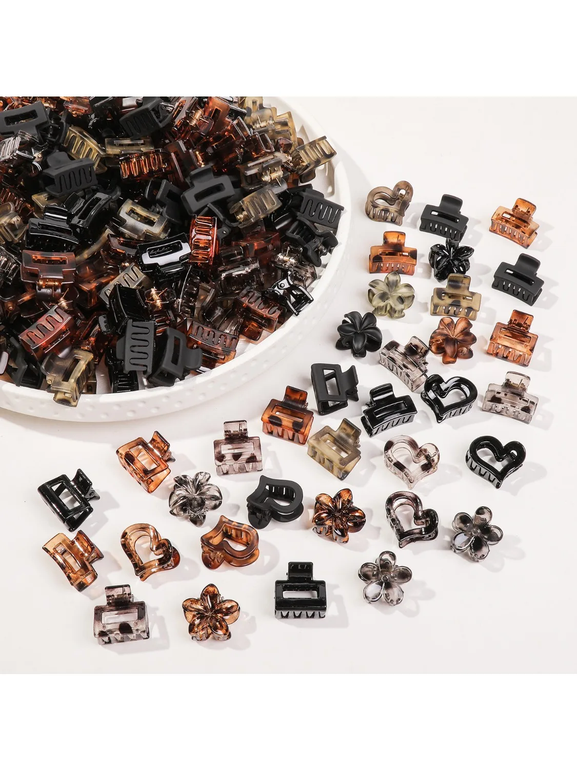 Pack de 12 mini pinces à cheveux à fleurs pour femmes, pinces à griffes sans plis pour frange et coiffure minuscules