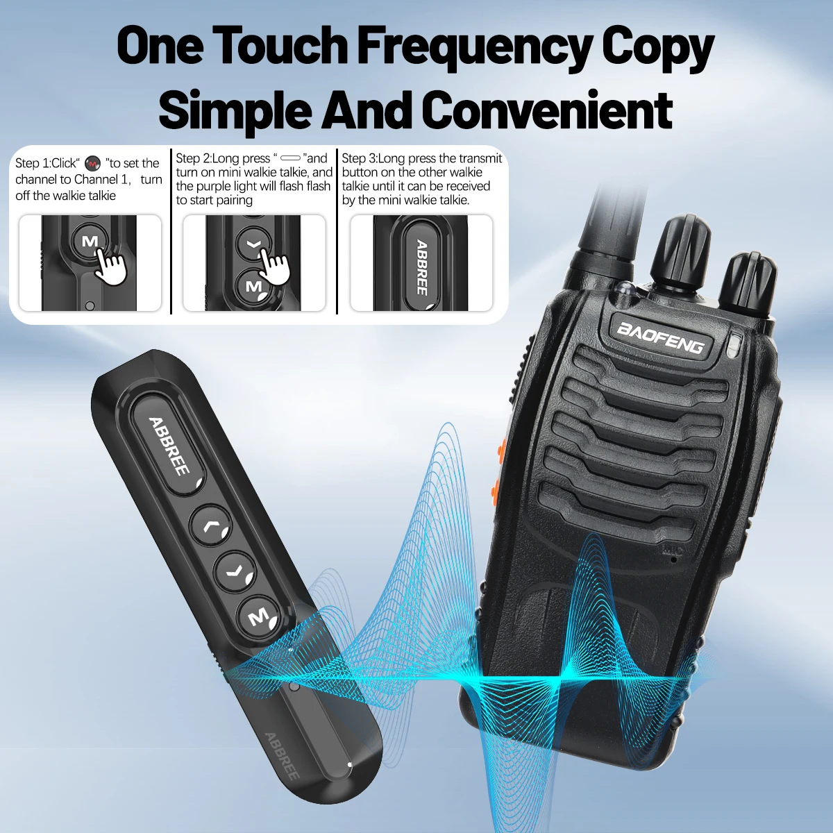 ABBREE AR-W5 collier Clip Mini talkie-walkie sans fil copie fréquence 8 réglage du Volume 20CH type-c Chager UHF Radio mains libres