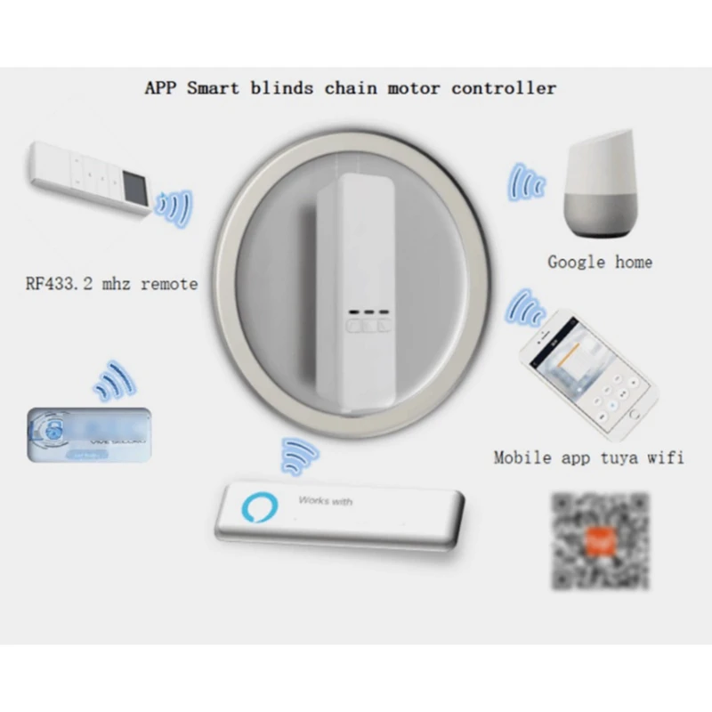 Tende a rullo a catena motorizzate intelligenti HFES il motore dell'otturatore dell'otturatore del controllo vocale Wifi funziona con Alexa/Google Home