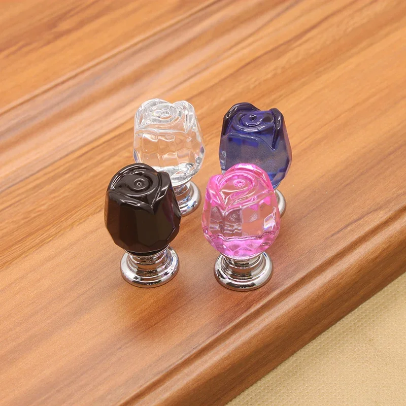 1pc Diameter 20mm K9 Flower Shape Crystal Glass Knob Luxury Drawer Handles for Dresser Multi Color CRY0099