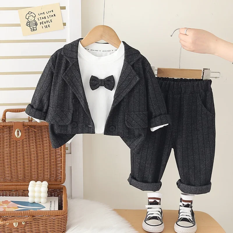 

New Spring Autumn Baby Clothes Kids Clothing Suit Children Boys Coat T-Shirt Pants 3Pcs/Sets Infant Costume Toddler Tracksuits