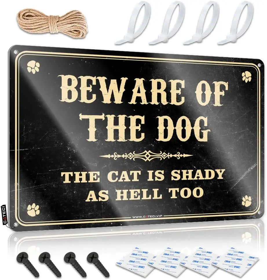 Kids Bedroom Door Signs Beware of Dog The Cat is Shady As Hell Too Tin Sign Garden Gifts Small Metal Tin (Size : 20X30CM) 1p 1pc