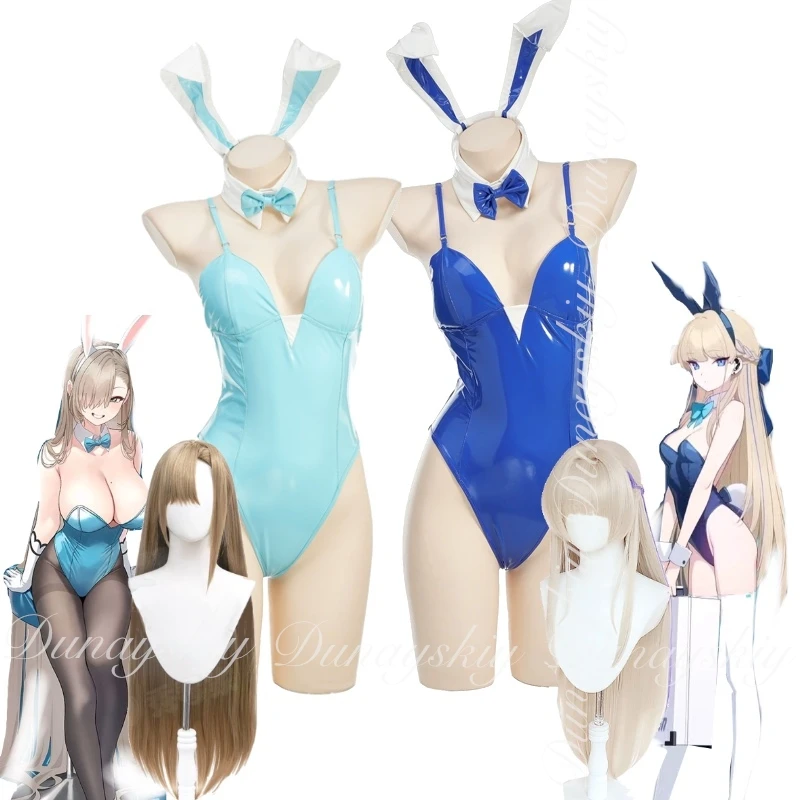 

Синий архив Game Asuma Toki Ichinose Asuna Косплей с двухцветным париком Темно-синий светло-голубой кролик Девушка Косплей Костюм Полный комплект