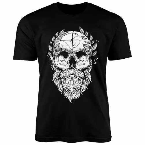 

Neverless® Men's Skull mt Beard Laurel Beard Skull Printshirt-