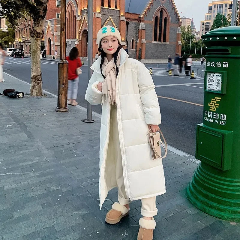 Cotton Padded Women\'s Extra Long Over The Knee 2024 New Fashion Versatile High-end Version Thick And Loose Couple Winter Jacket